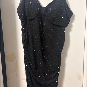 Elegant Black Dress with Pearl Accents